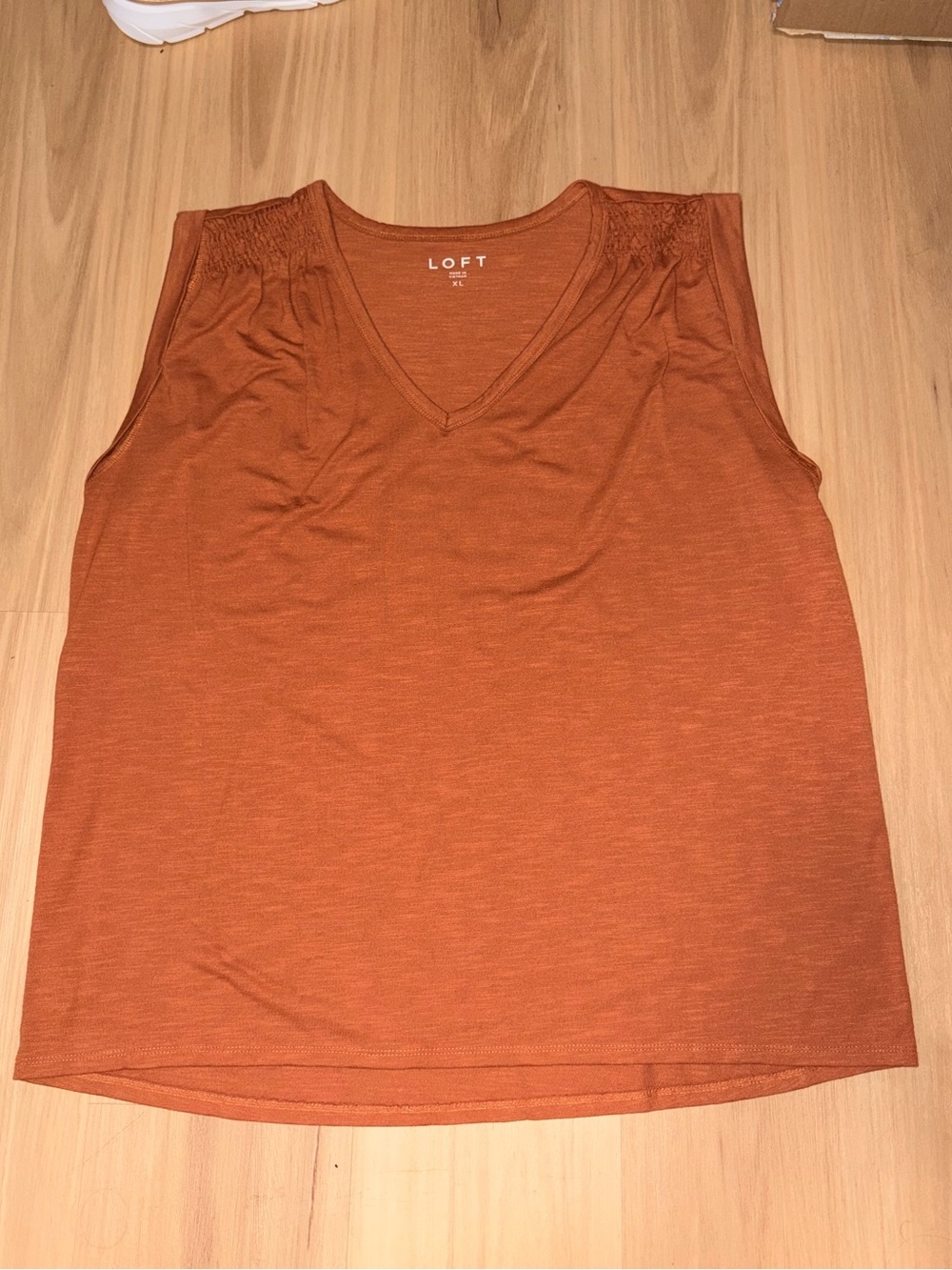 LOFT Sleeveless V-Neck Tank Top - Rust Orange